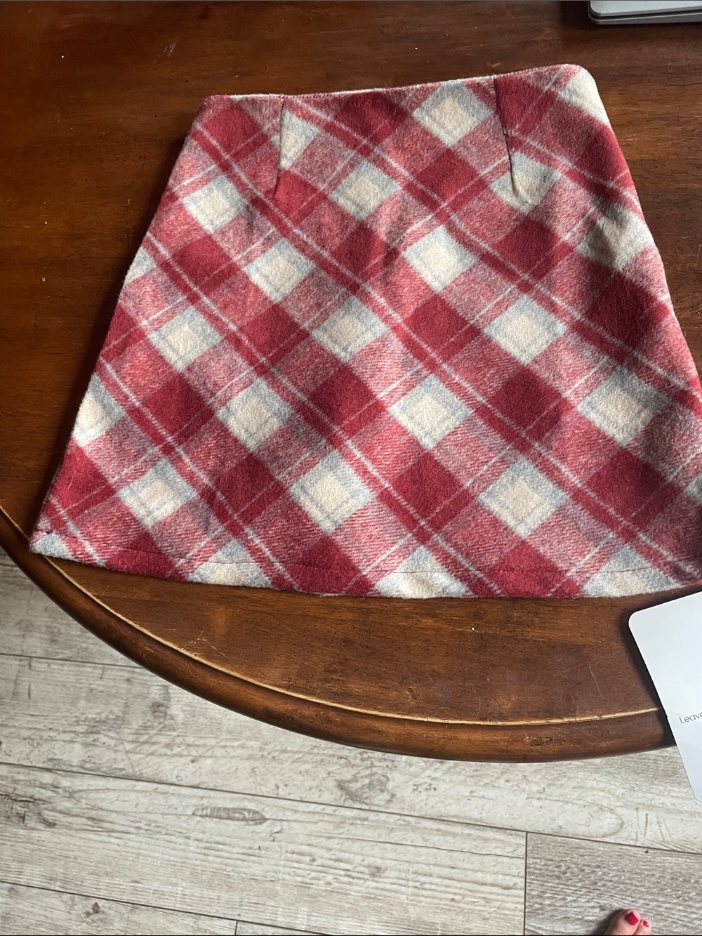 Chicwish Red and Cream Plaid Midi Skirt